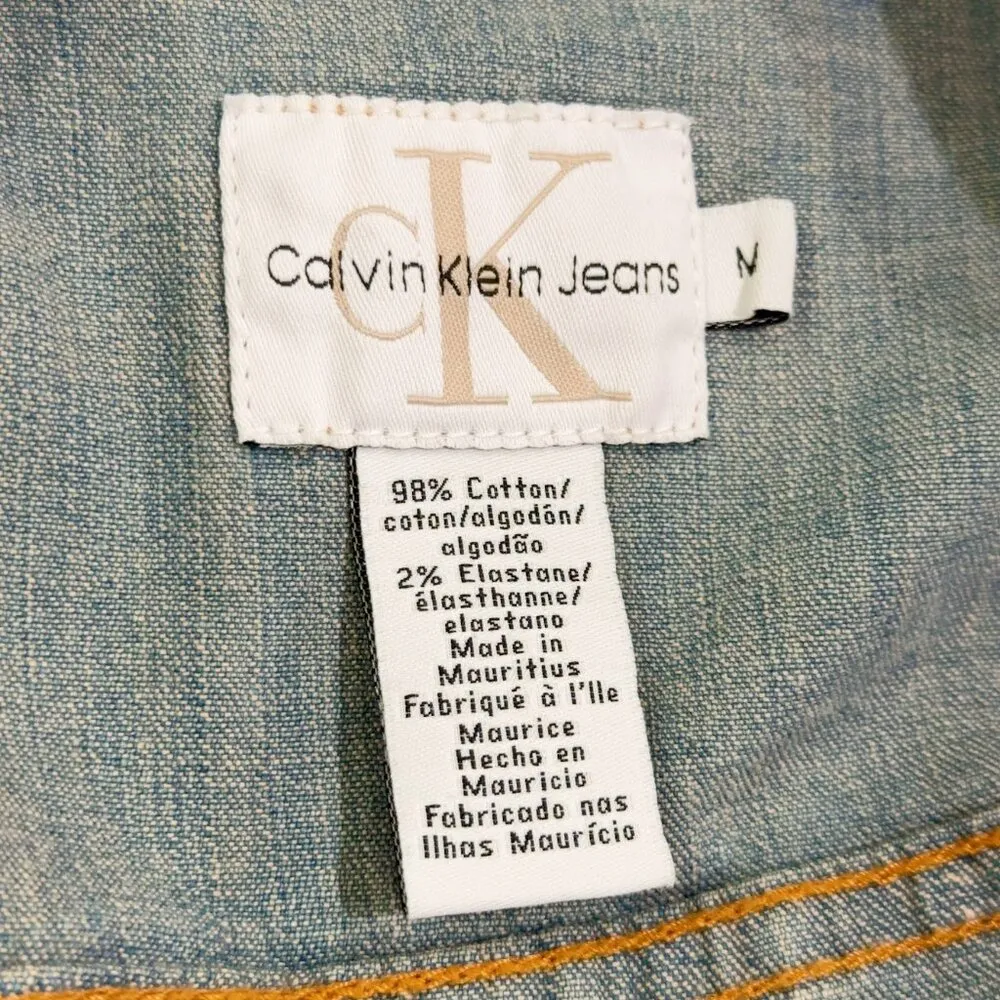 Calvin Klein Jeans Vintage Y2K Women's Denim Classic Trucker Jacket Size M - Image 10
