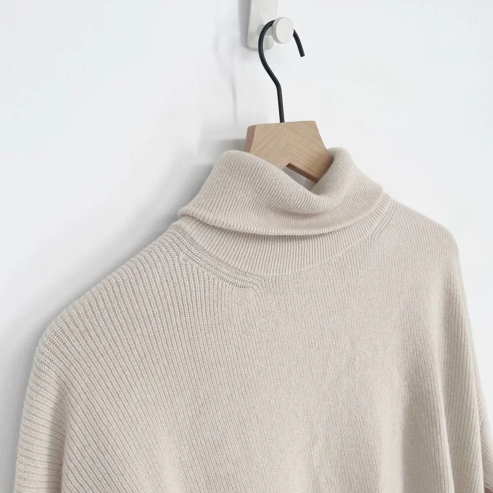 Nanushka Monday Turtleneck Sweater Slouchy Oversized Merino Angora Beige S - Image 3