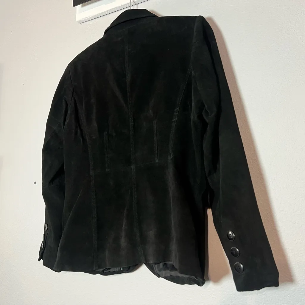 St. John's Bay Washable Suede Blazer Jacket Black Button Front Size Medium - Image 8