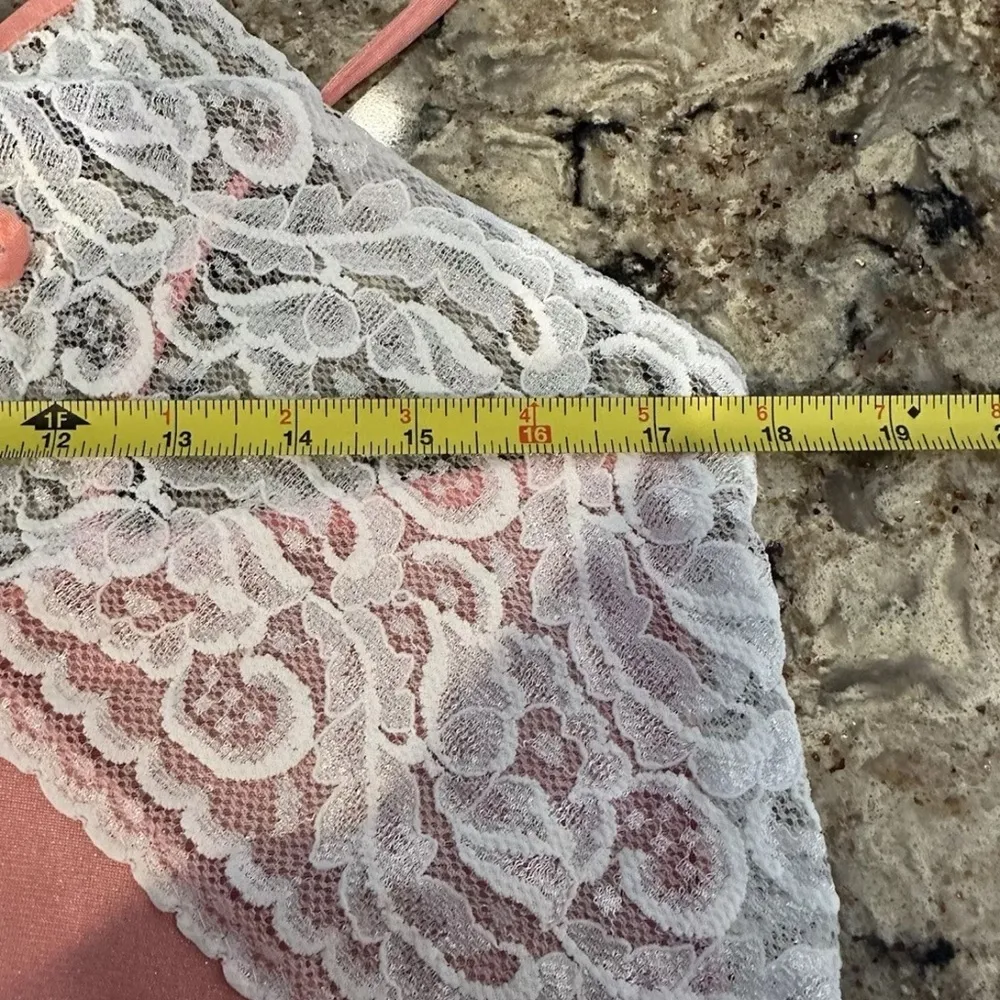 Vintage Slip Sleep Gown Pink Lace Sleepwear Size M/L Sexy Glamour Full Length Size M - Image 8