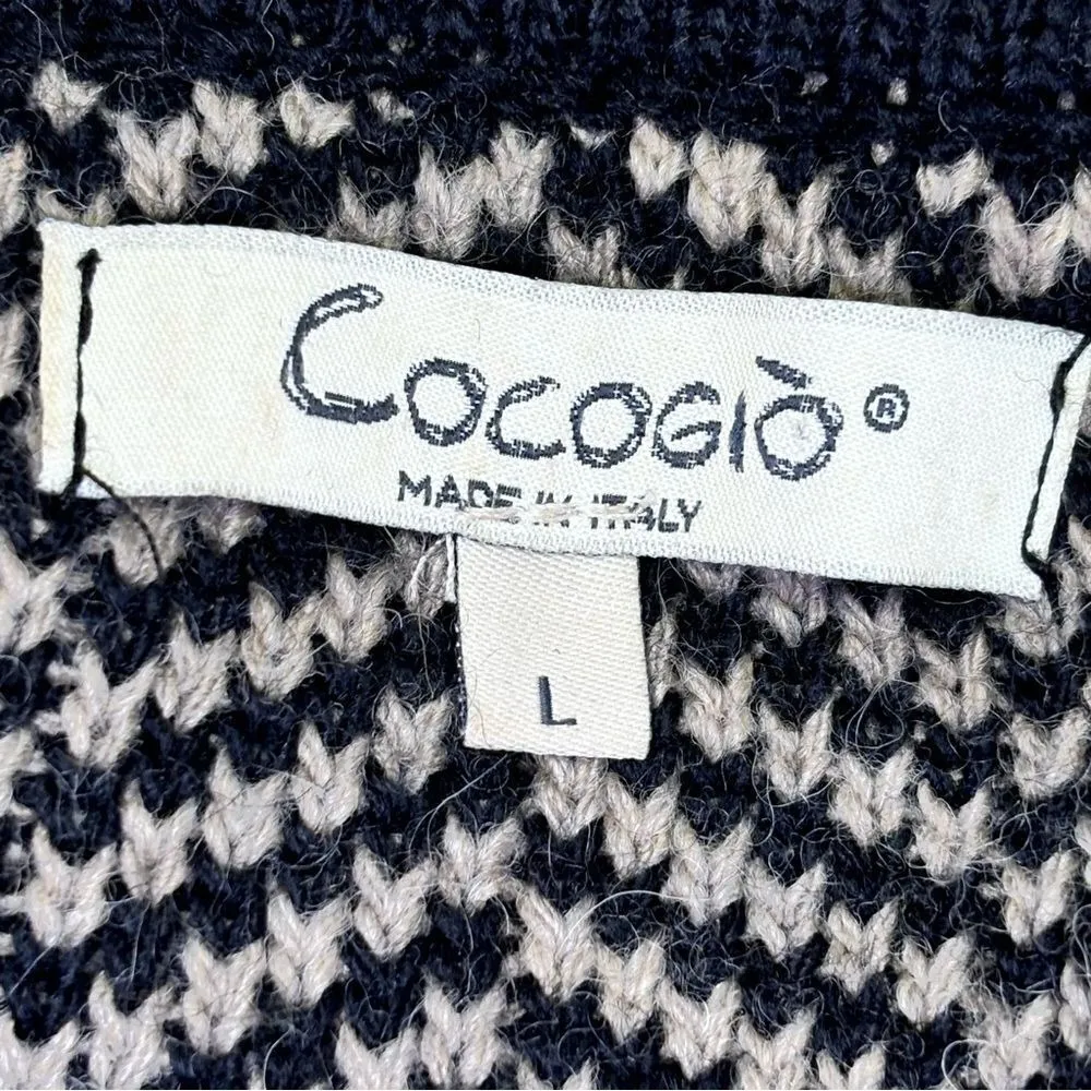 Cocogio Women's Knit Wool Blend Herringbone LongLine Open Front Cardigan L Black Size L - Image 4