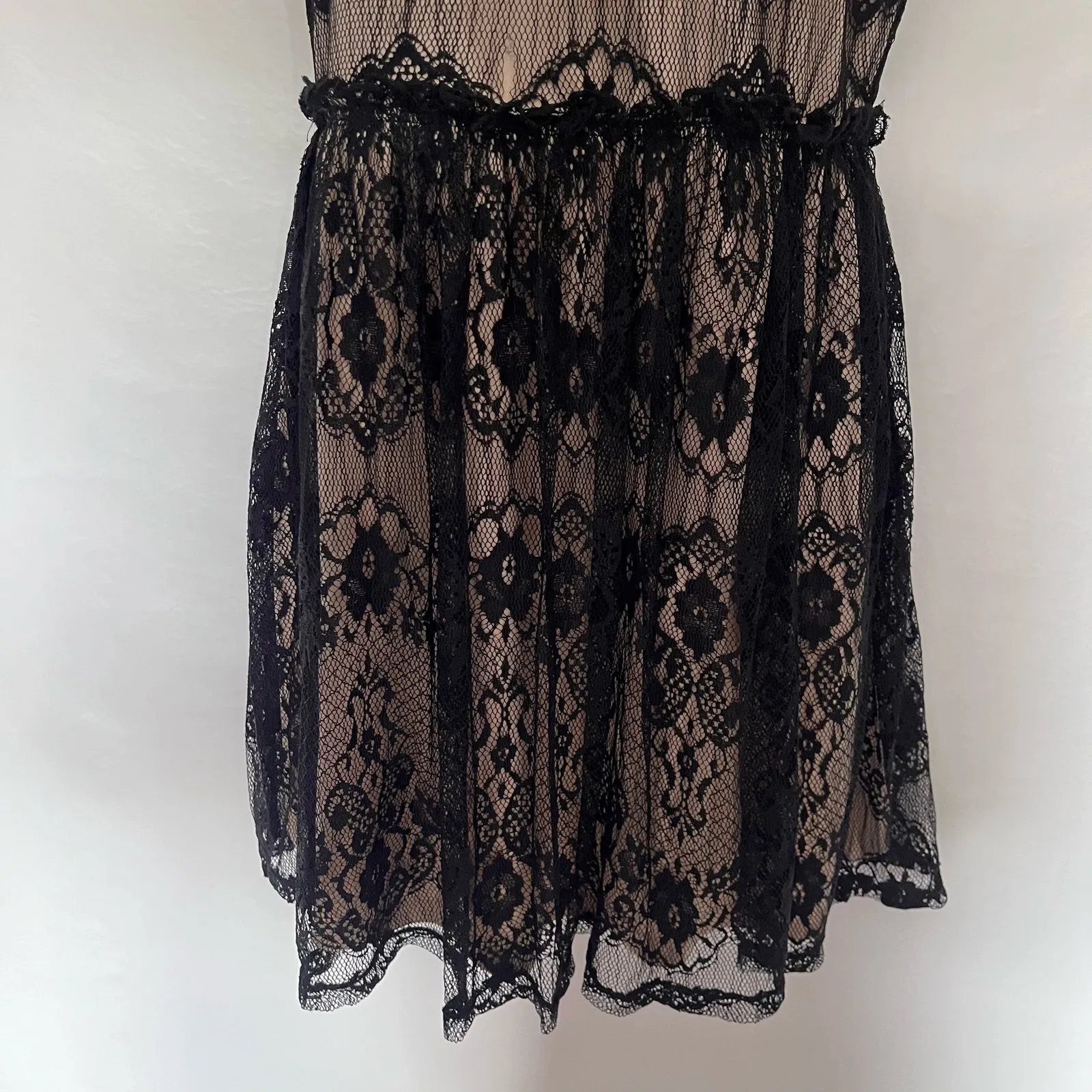 Y2K Wet Seal Lace Overlay Dress L Whimsigoth Festival Ruffle Romantic Party Goth - Image 5