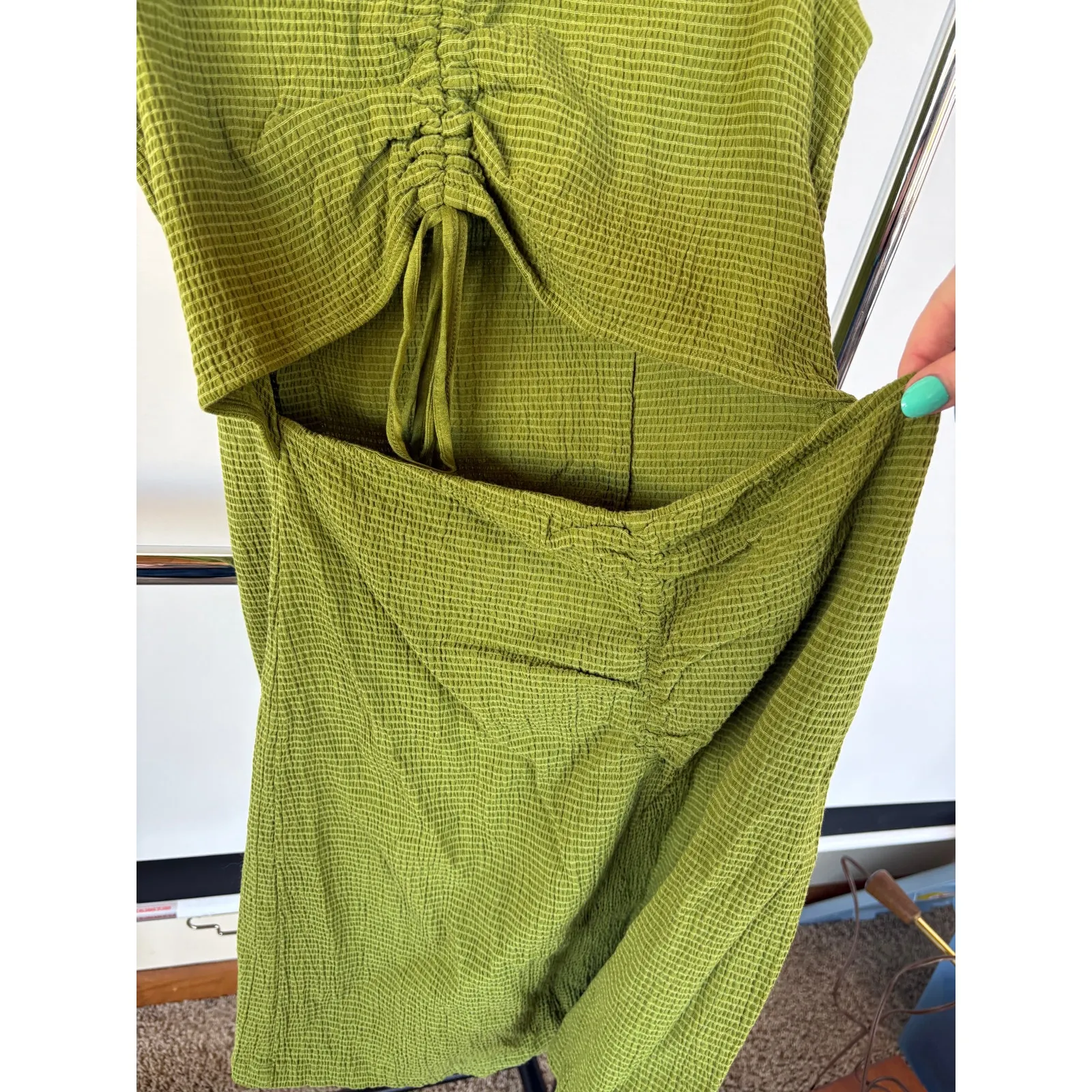 NWT Free People Laila Mini Dress Calla Green Cut Out Tropics Sexy Vacation Large - Image 5