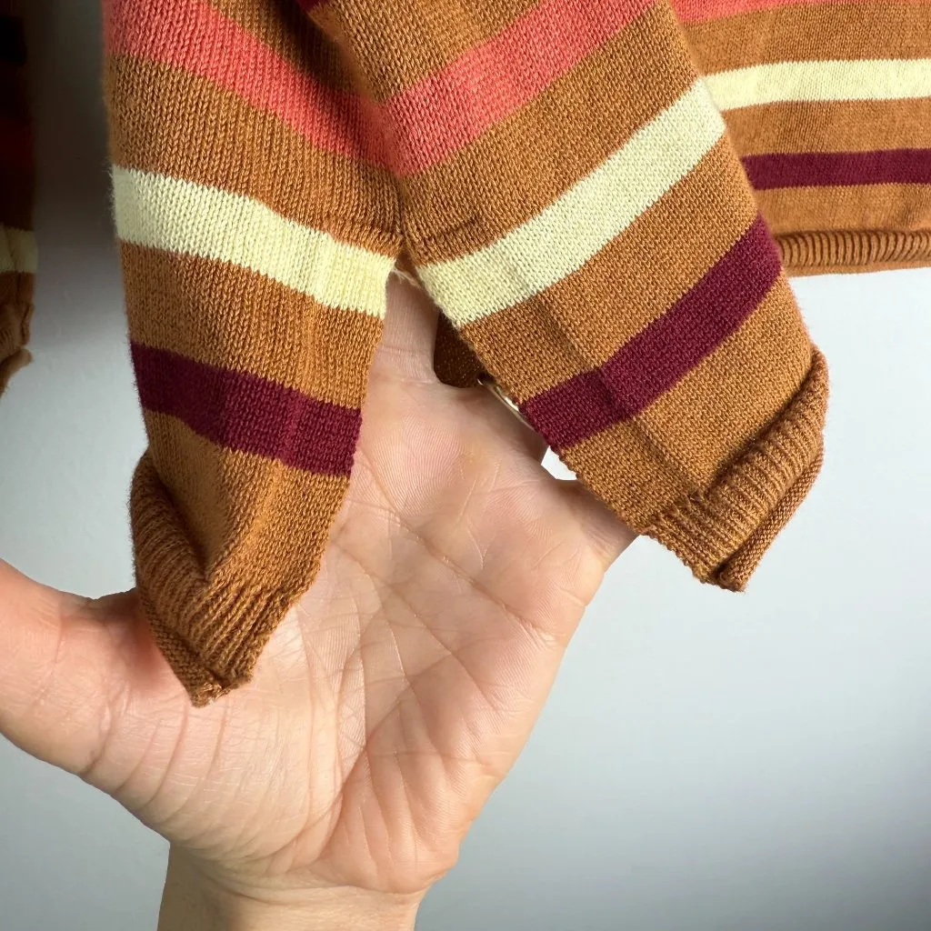 Pact Organic Cotton Wide Neck Sweater Warm Spice Striped Size SM - Image 10