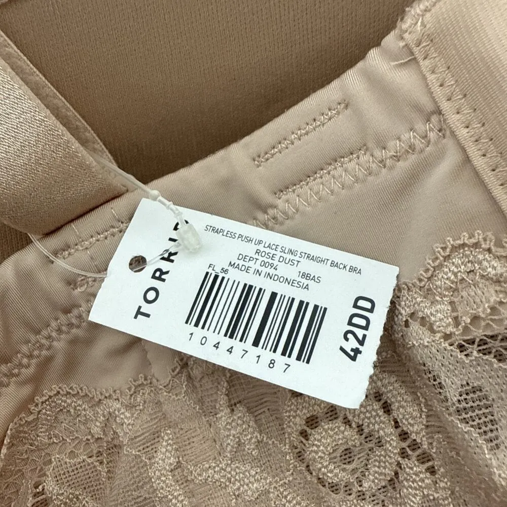 Torrid Curve Strapless Push Up Lace Sling Straight Back Bra Rose Dust NWT 42DD - Image 10