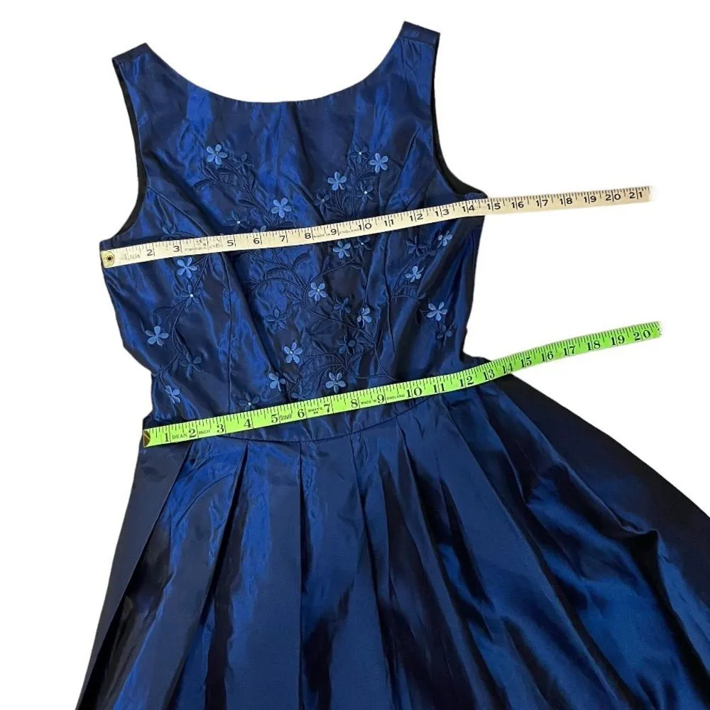 SCOTT McCLINTOCK Gown Long Maxi Dress Formal Embroidered Sleeveless Blue Size 6 - Image 7