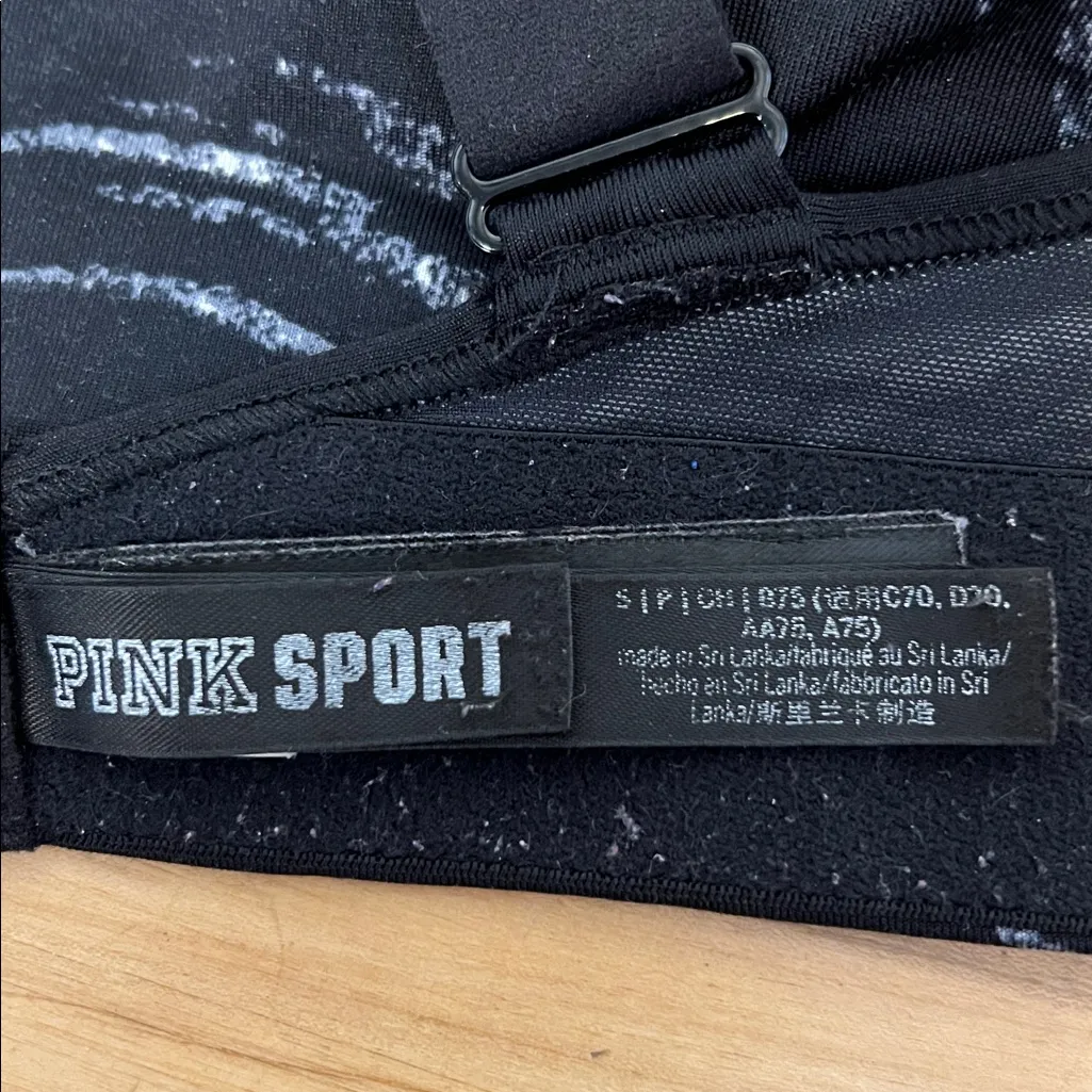 Victoria's Secret Pink Sport Black and White Padded Criss Cross Sports Bra Small - Image 7