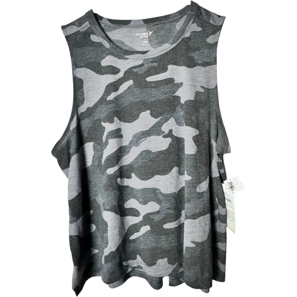 Old Navy Active  Go Dry Women's Charcoal Camo  Athletic Workout Tank Top Sz L - Image 4