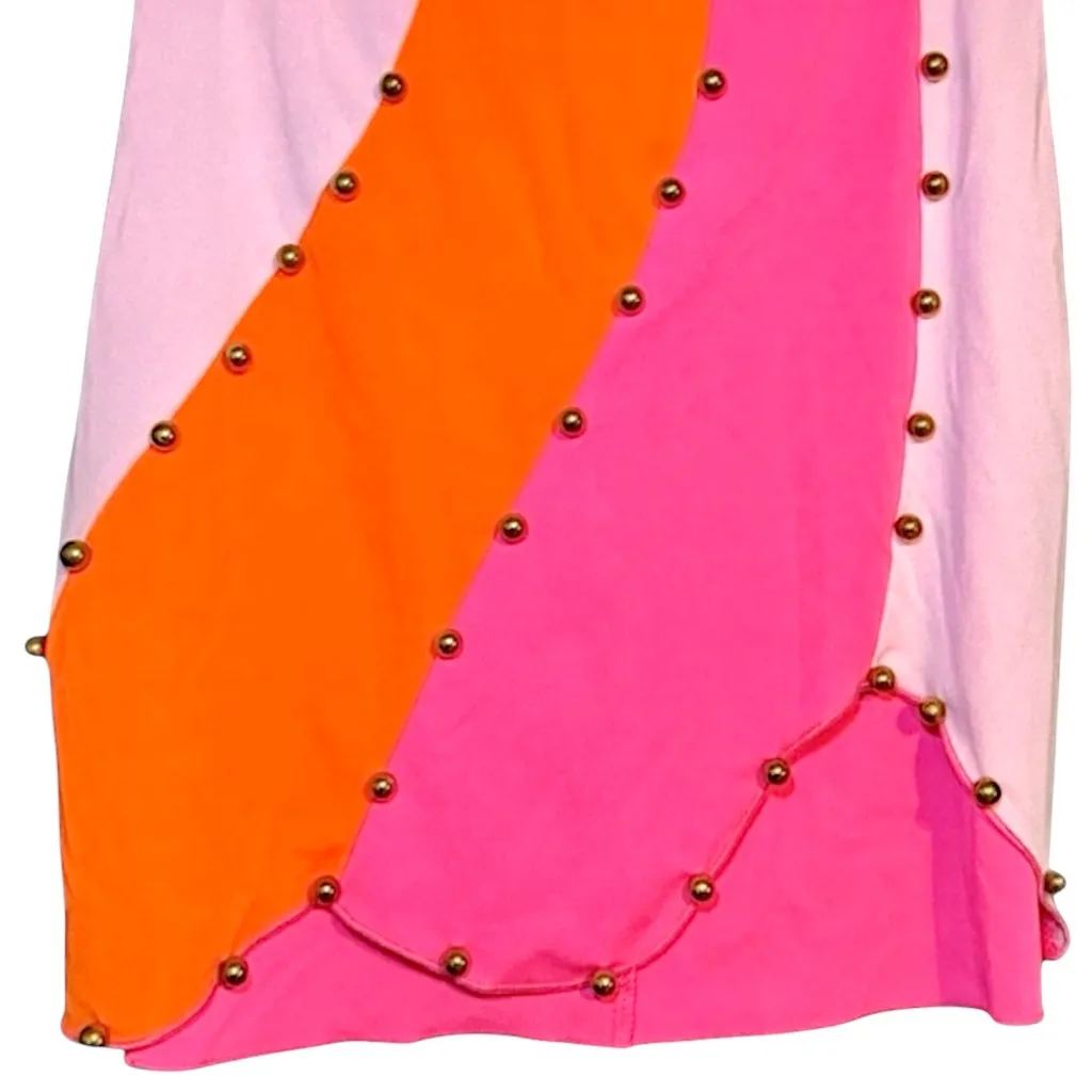 Colorful Retro Patchwork Top and Colorblock Skirt Set 2pc Set - Image 4