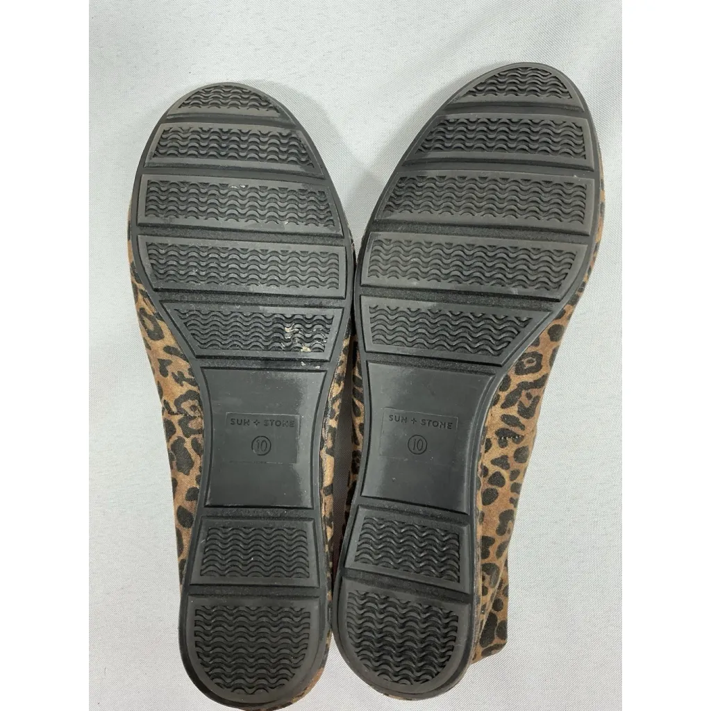 Womans Sun & Stone Slipon Ballet Shoes Size 10 Brown Animal Print Flexible - Image 7