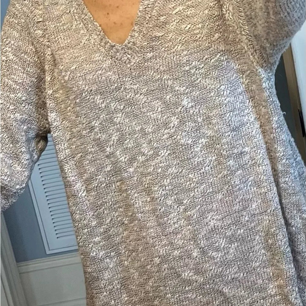 Oversized Cozy Comfy Sweater V Neck Womens medium Short Dress Tunic - Image 2