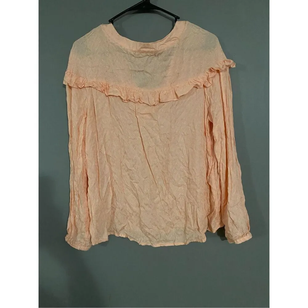 Copper Key Long Sleeve Ruffle Top Size Large - Image 2