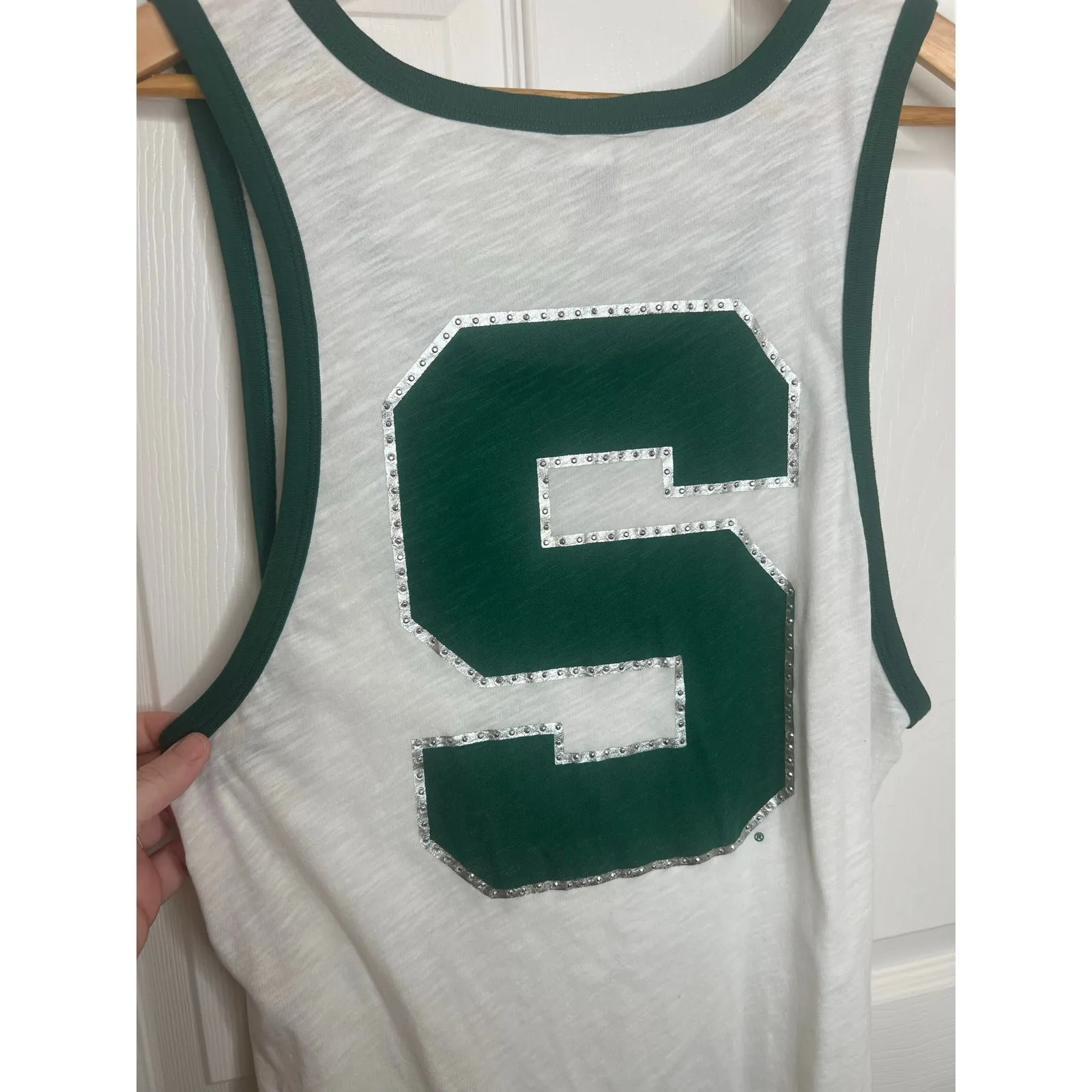 Victoria's Secret PINK Women's Michigan State Spartans MSU Tank Top Size Medium White - Image 8