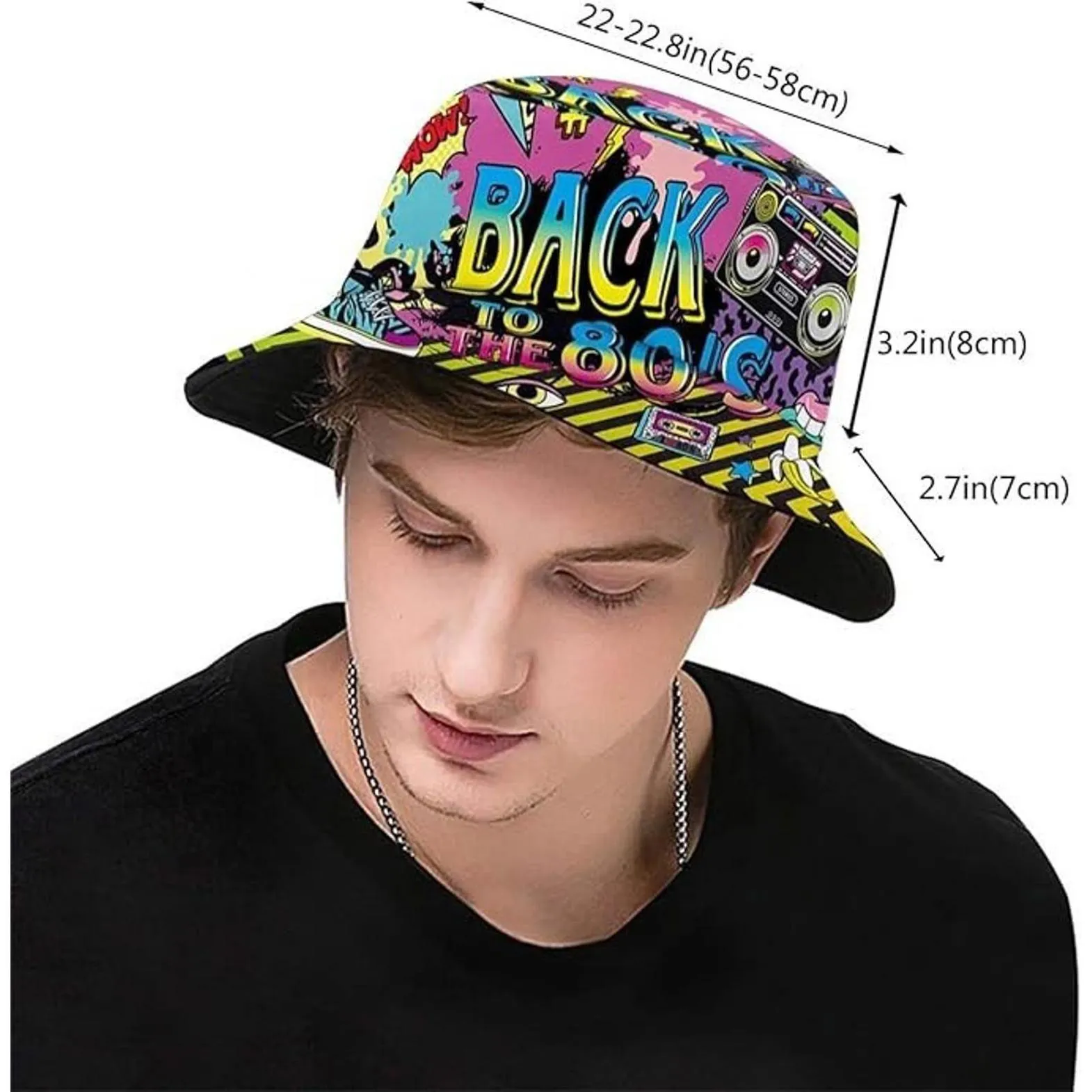 Fashion 80s Bucket Hat Outdoor Summer Beach Packable Sun Cap - Image 2