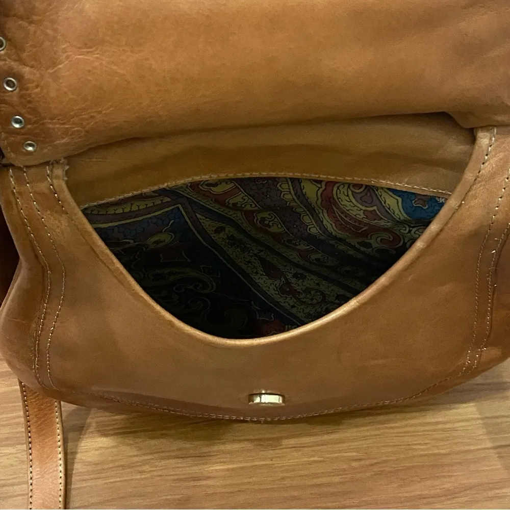 EL VAQUERO Pink Label Brown Leather Studded Handcrafted Saddle Crossbody Bag - Image 12