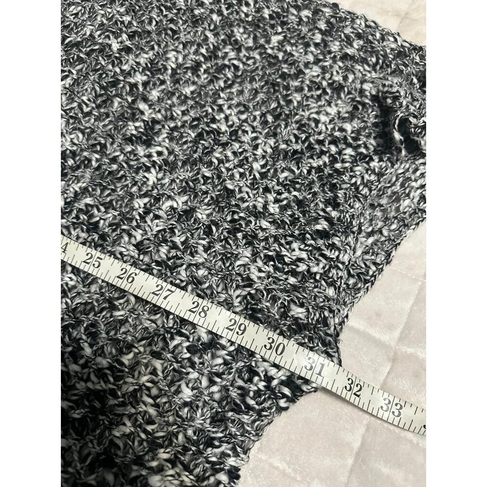 Abercrombie & Fitch Loose Knit Open Cardigan One-Size Black White Short Sleeve - Image 6