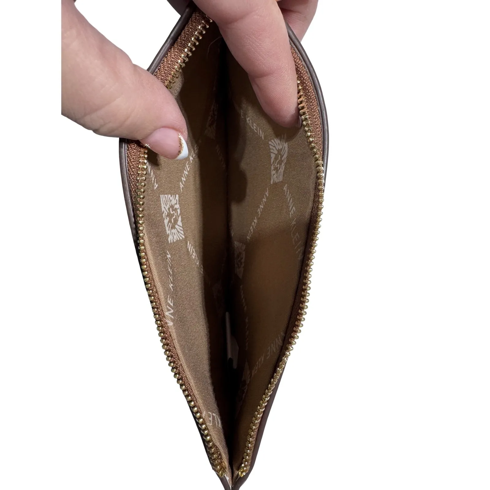 Anne Klein Women's Brown Pebbled Leather Zip Wallet Cardholder Coin Pouch - Image 7