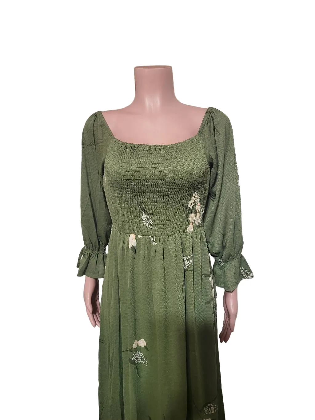 Sugar+L!ps women's floral square neck 3/4 sleeve bodice smock midi dress L, M,S,XS - Image 3