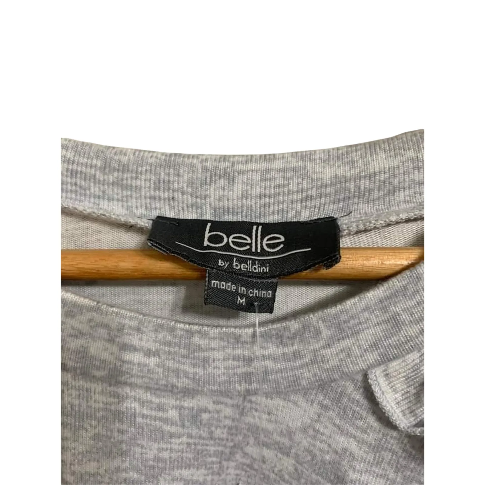 Belle by Belldini Heather Light Grey Ruffle Soft Top Size Medium NWT‎ Gray - Image 3