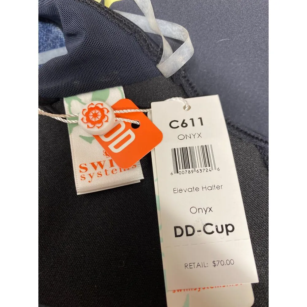 Brand New Swim Systems Women's Size DD Blue Halter Style Bikini Top Swimwear Black - Image 5