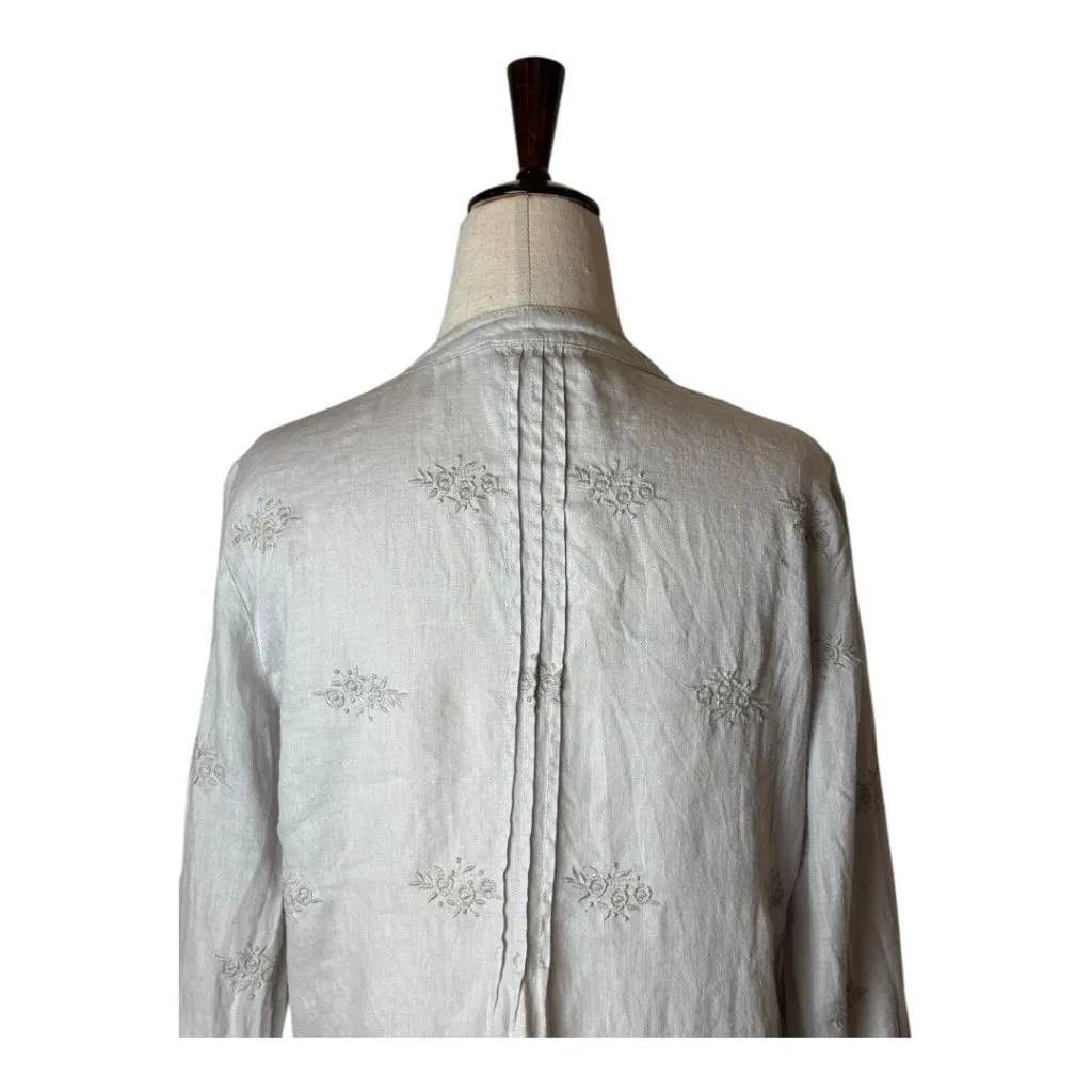 Saint Tropez West Women‎ Small Gray Linen Embroidered Tunic Top Lagenlook Boho - Image 5