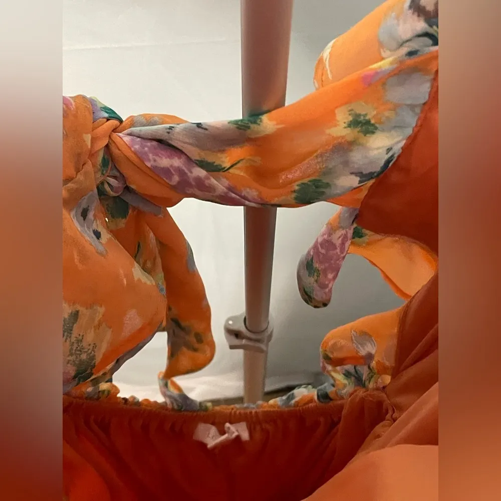 Lauren Conrad‎ Orange Floral MIDI Dress size small - Image 5