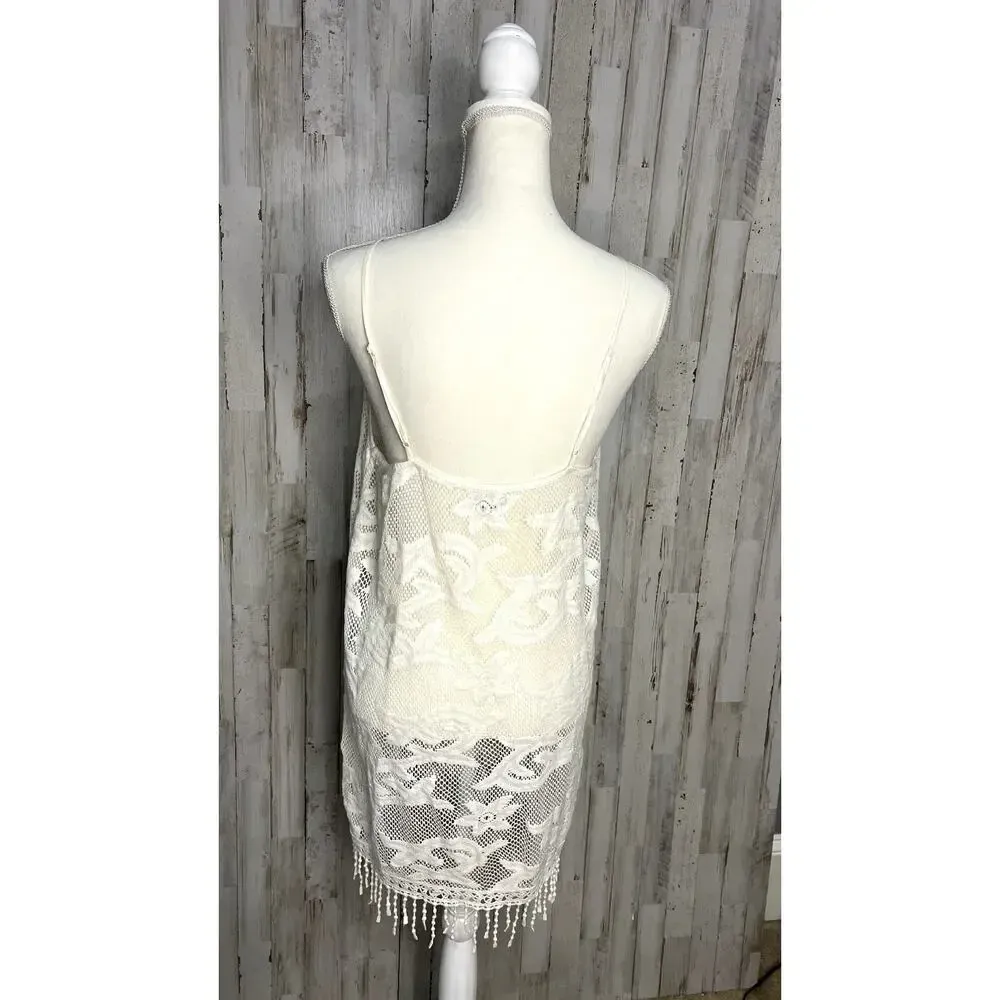 Aerie Women's Medium Ivory Lace Hi-Low‎ Swimsuit Coverup Dress - Image 3