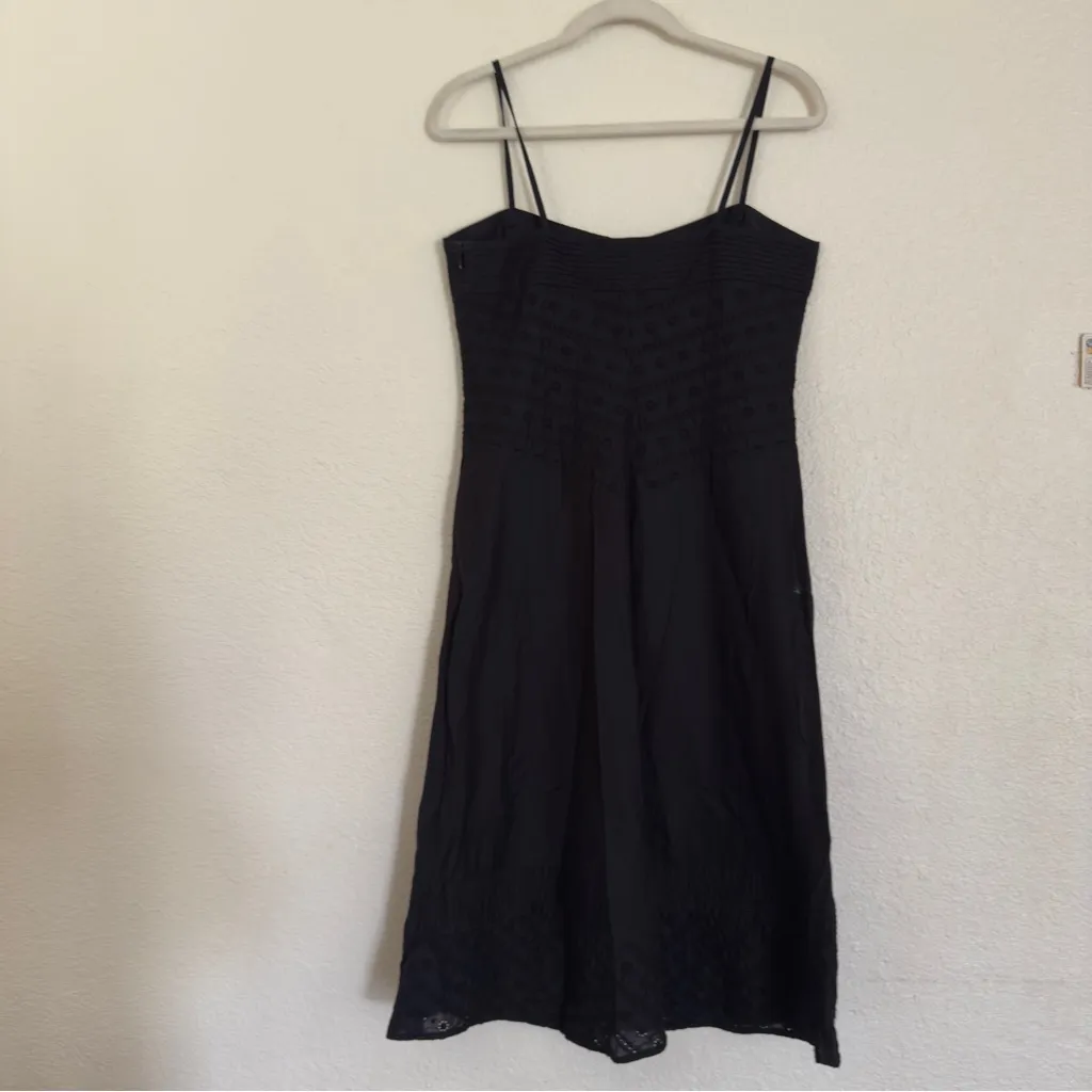 Vintage J Crew Cotton & Eyelet A-Line spaghetti strap midi dress in black - Image 5