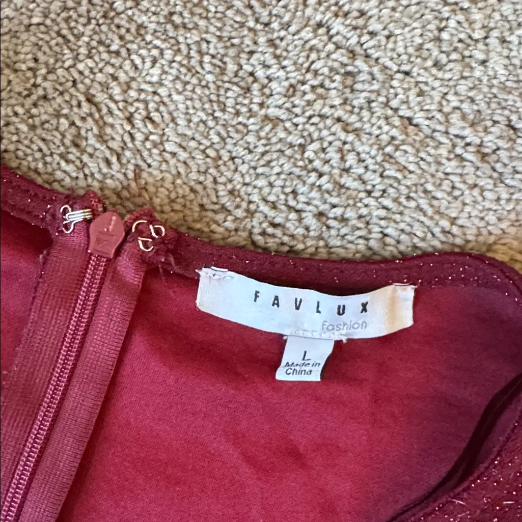 Favlux Fashion Maroon Sparkle Jumpsuit SIZE L - Image 3