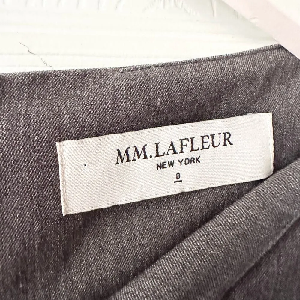 MM Lafleur Rukmini Grey Split Neck Cap Sleeve Front Slit Sheath Career Dress 8 - Image 7