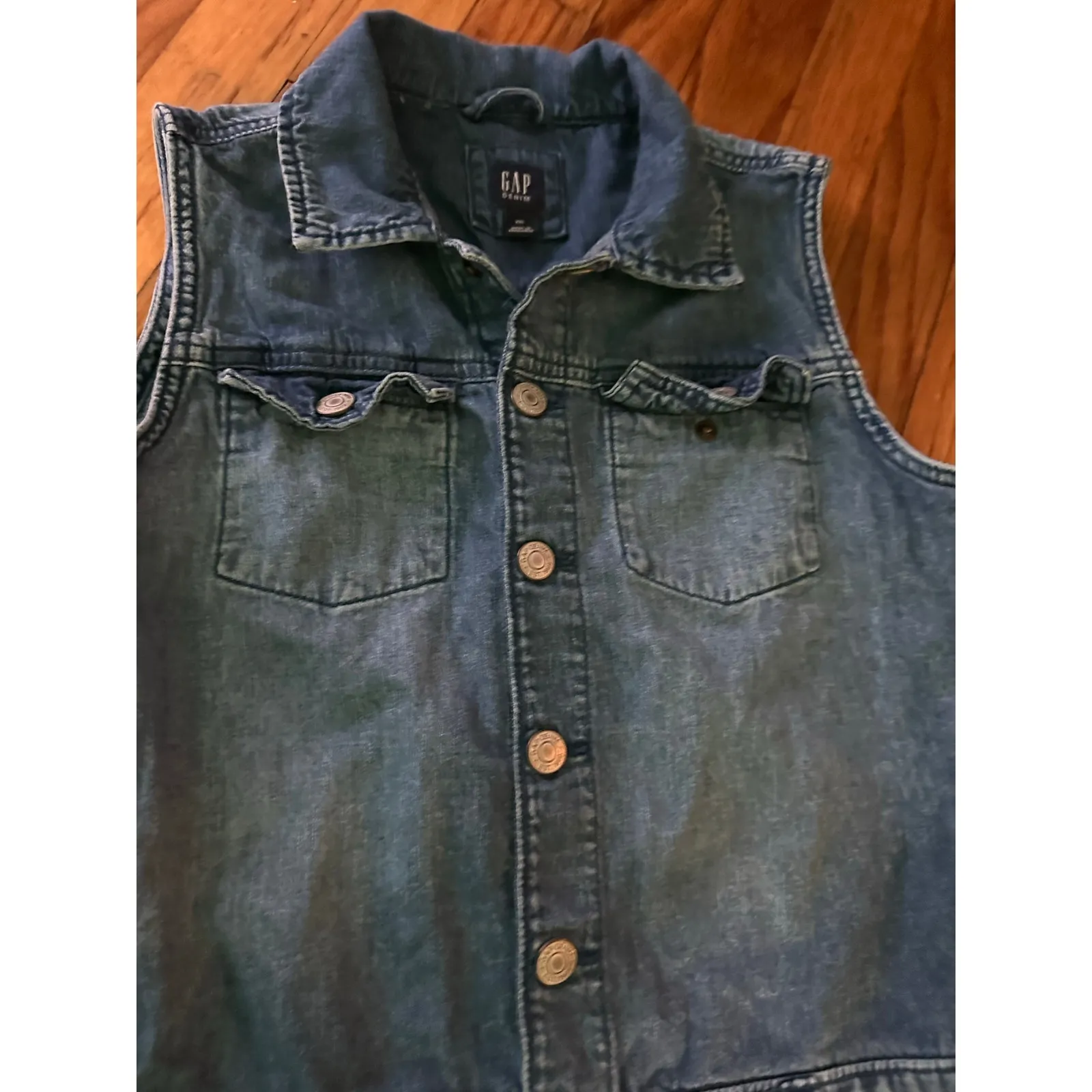 GAP Denim Sleeveless Romper Button Front Shorts Size XXL - Image 4