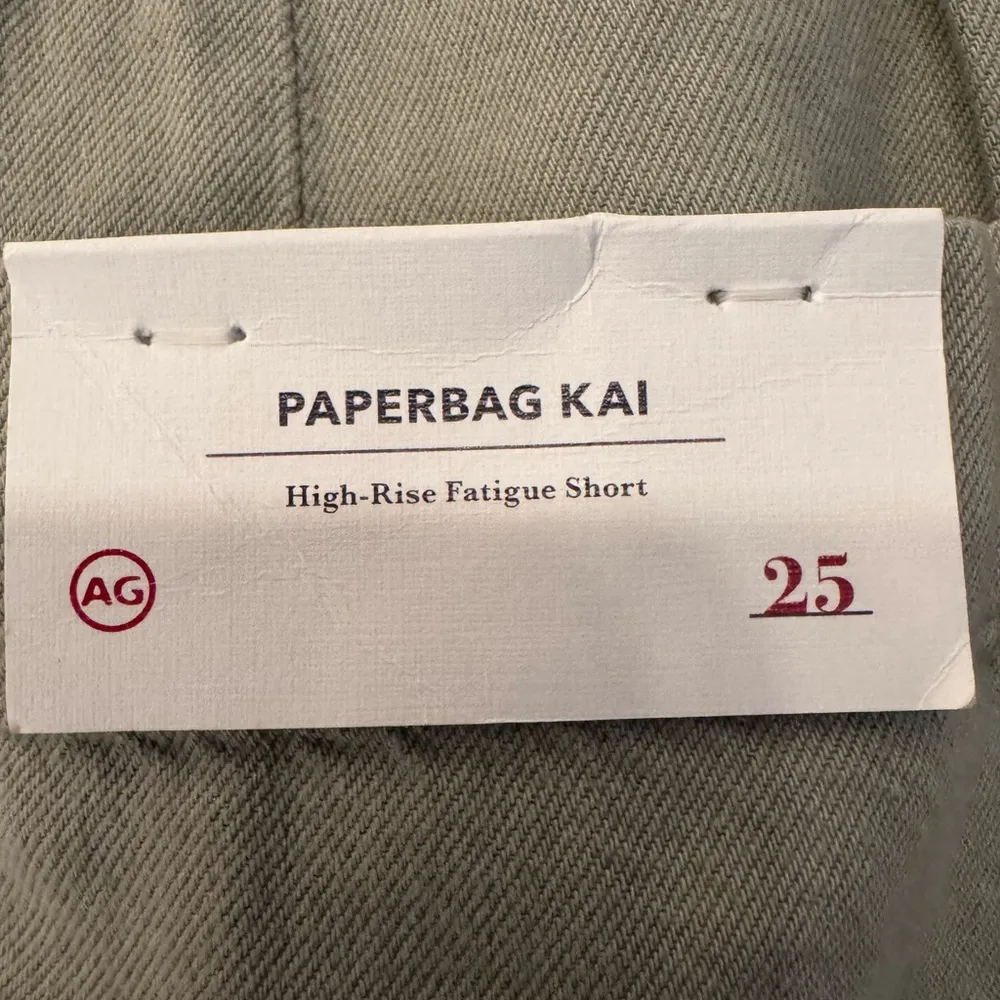 AG Adriano Goldschmied Paperbag Kai High-Rise Shorts Sulfur Natural Agave Sz 25 - Image 7