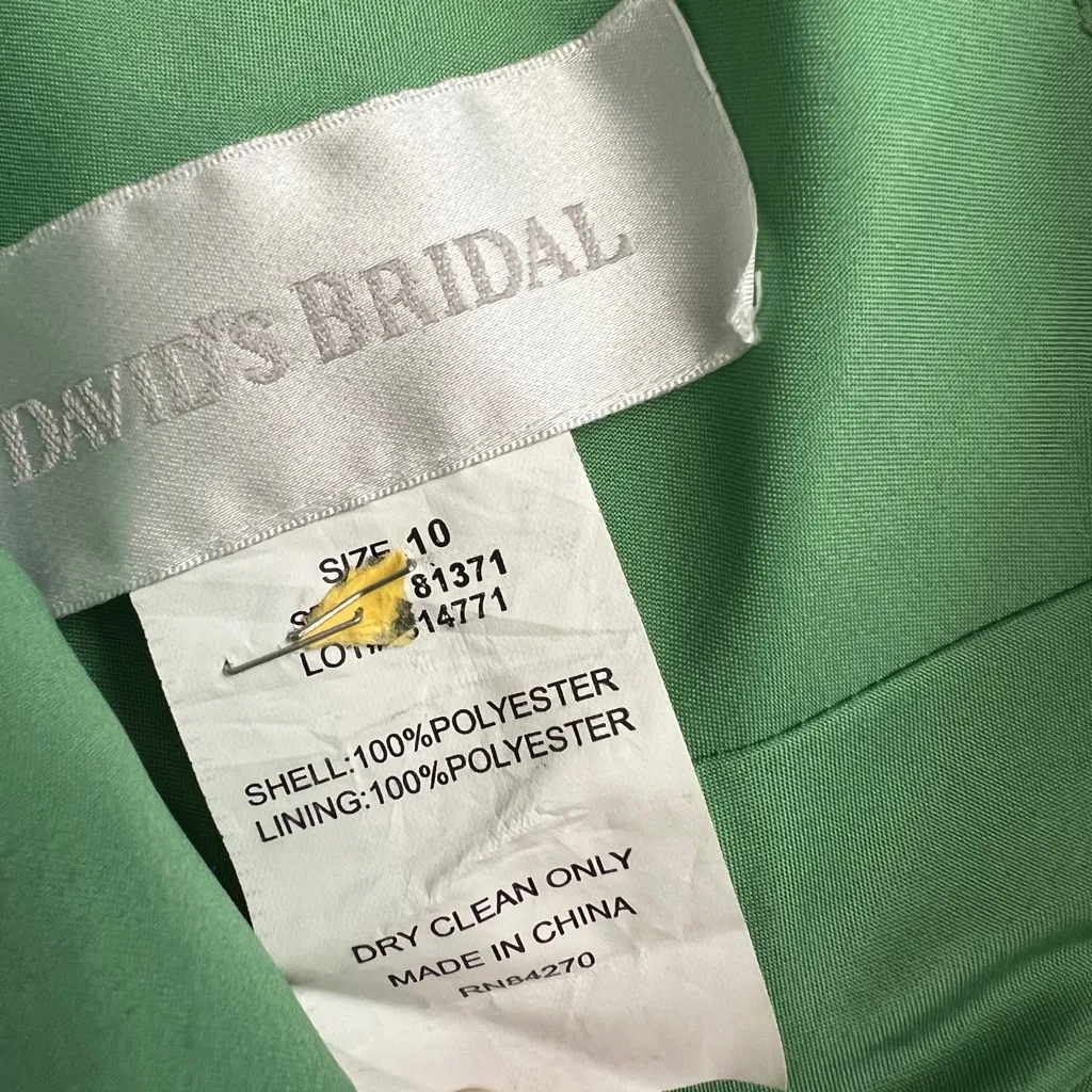 David’s bridal Elegant Green Sleeveless Dress midi size 10 - Image 10