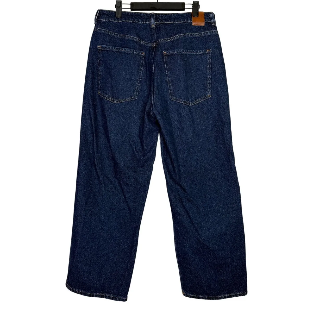 Zara Wide Leg Baggy Relaxed High Rise Ankle Jeans Cotton 10 Dark Blue Wash #4066 - Image 10