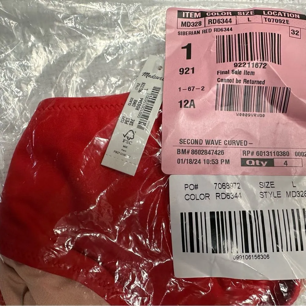 Second Wave Curved-Waist Bikini Bottom In Siberian Red‎ Size M - Image 6