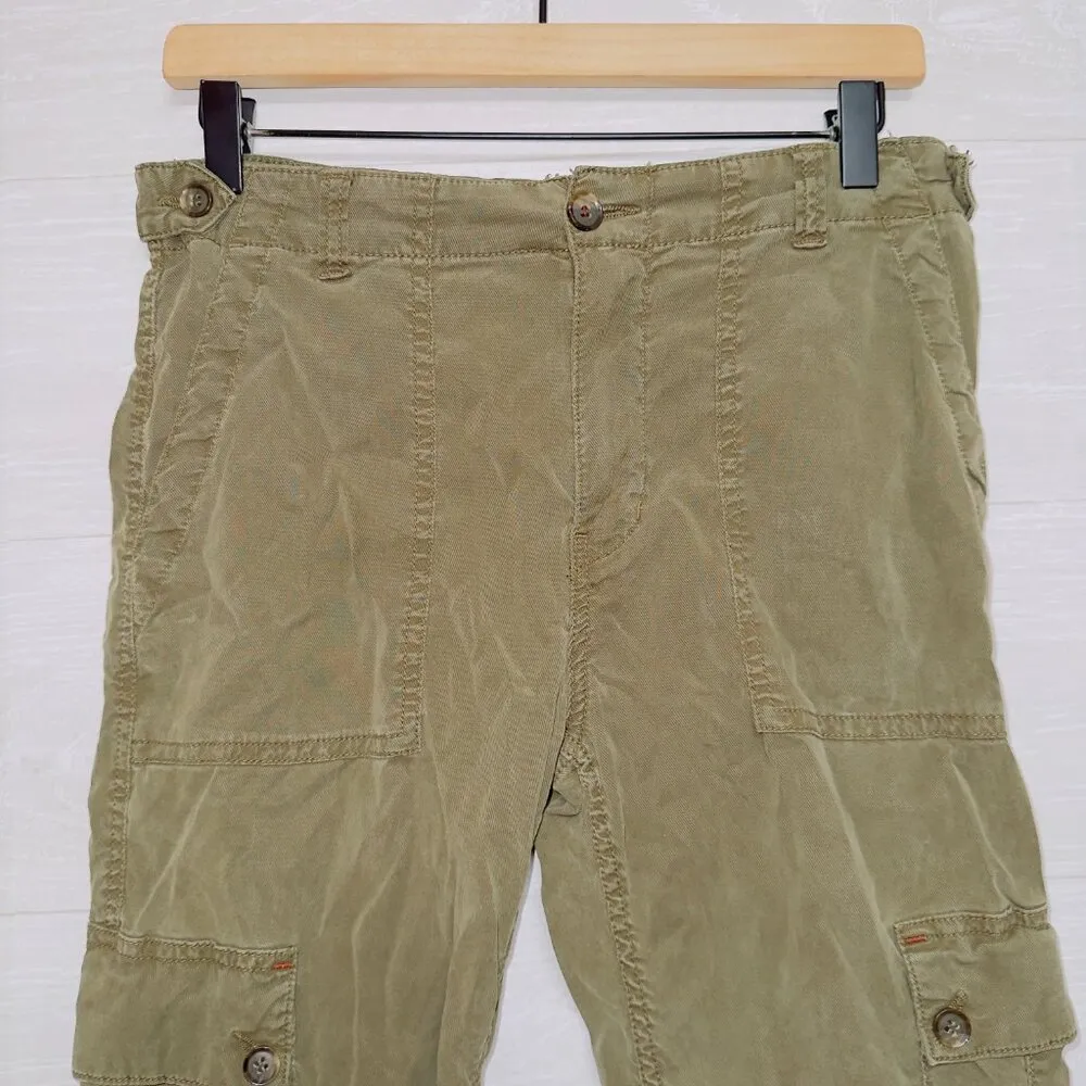 Anthropologie Women's Olive Green High Rise Cargo Jogger Pants size 26 - Image 3
