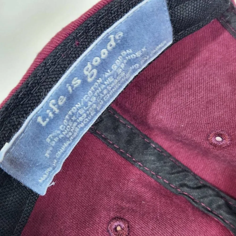 Life is Good Burgundy Vintage Style Baseball Cap One Size Oxblood Baseball Cap - Image 7