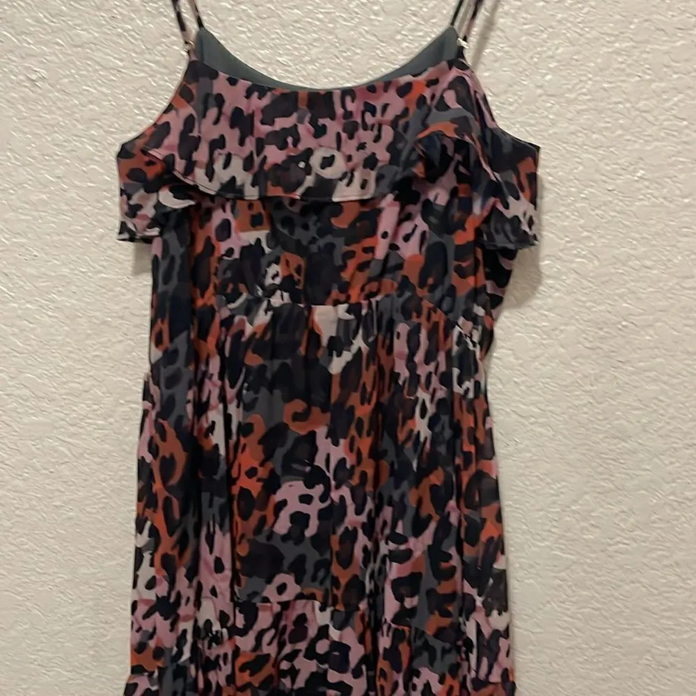 House of Harlow 1960 X REVOLVE Mariam Animal Print Tiered‎ Midi Dress Size Small Red - Image 8