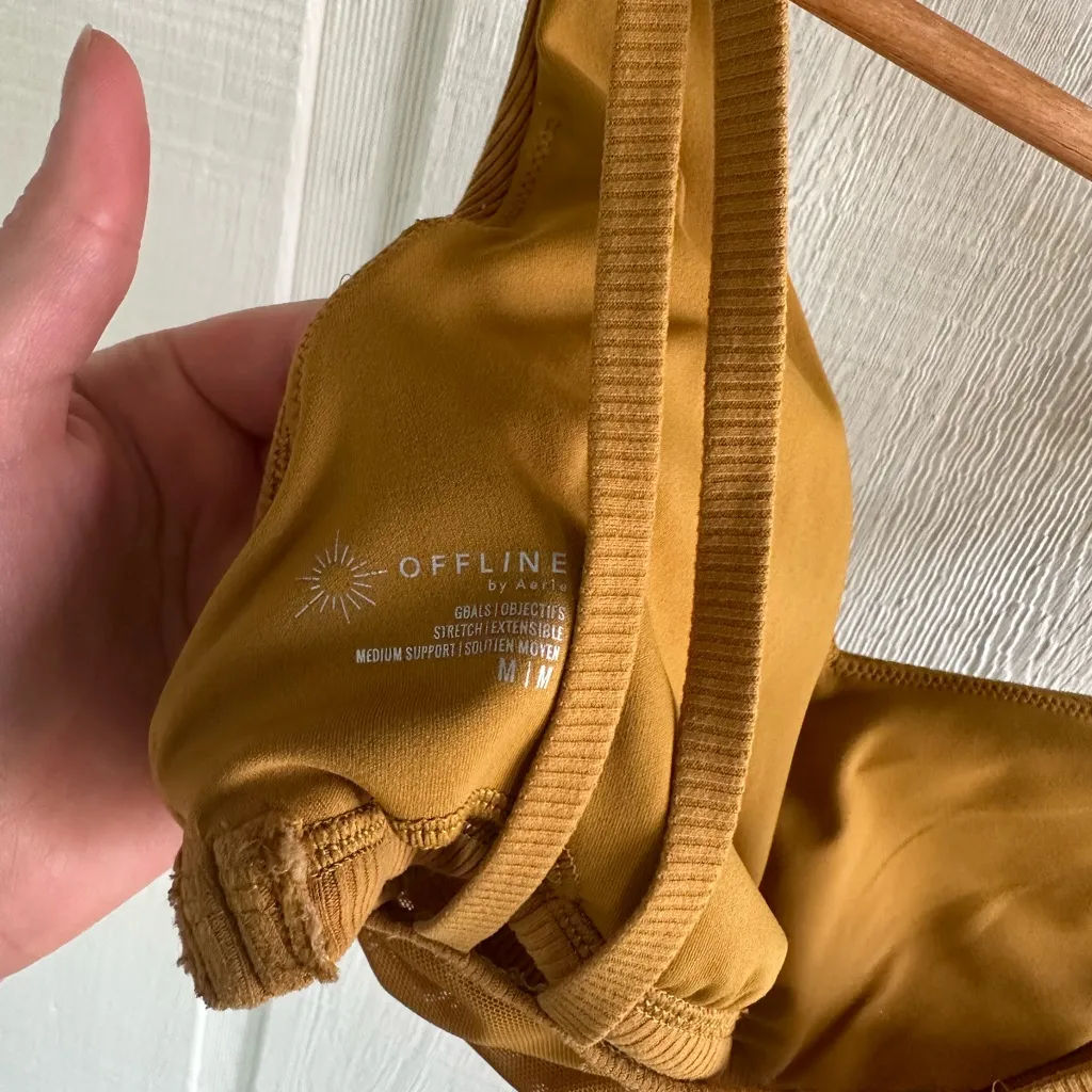 Aerie Mustard Yellow Ribbed Padded Casual Lounge Bralette - Image 3