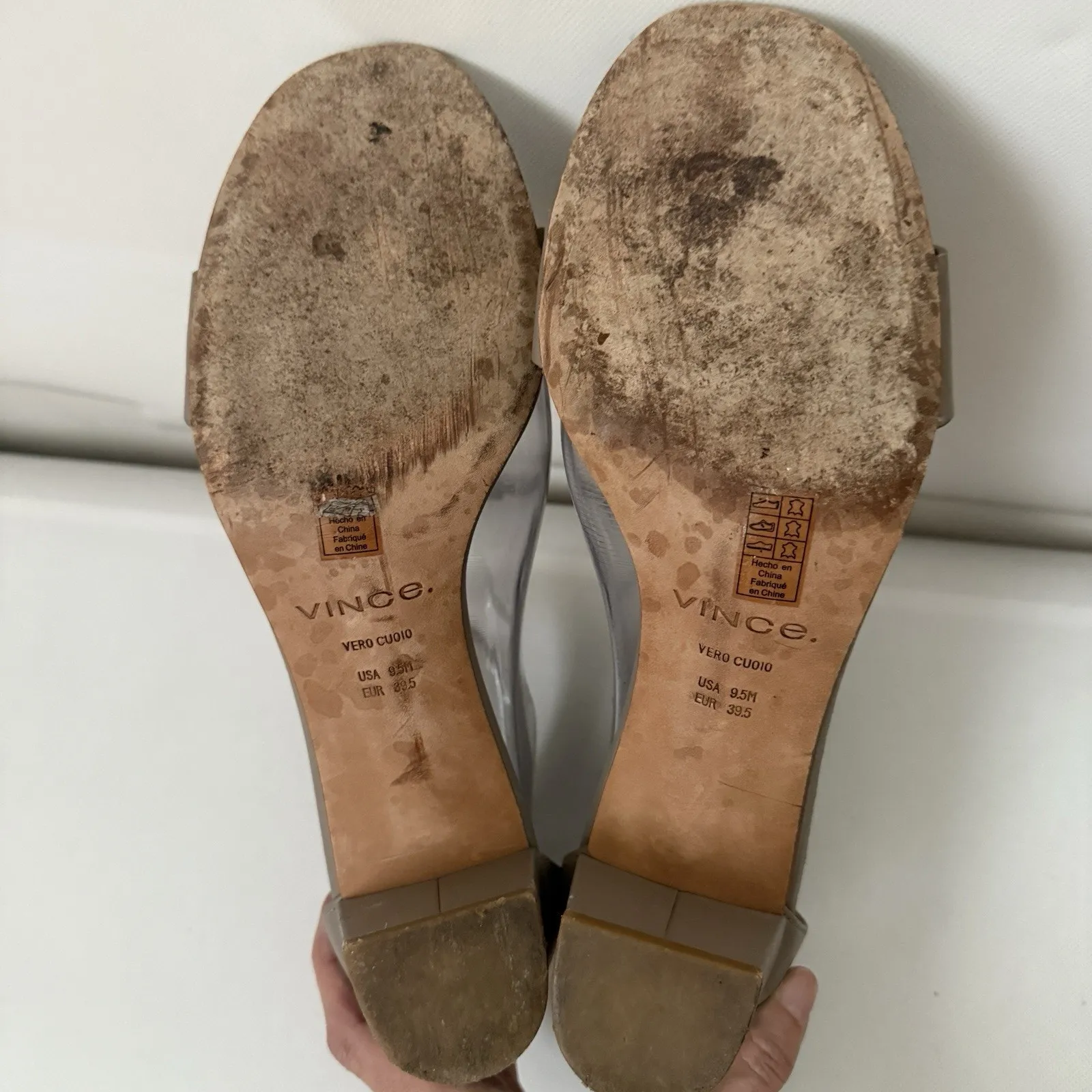 Vince “Rita” Ankle Strap Leather Heeled City Taupe Sandals 9.5M - Image 8