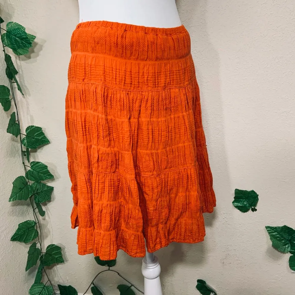 Burnt Orange Tiered A Line Skirt - Image 5