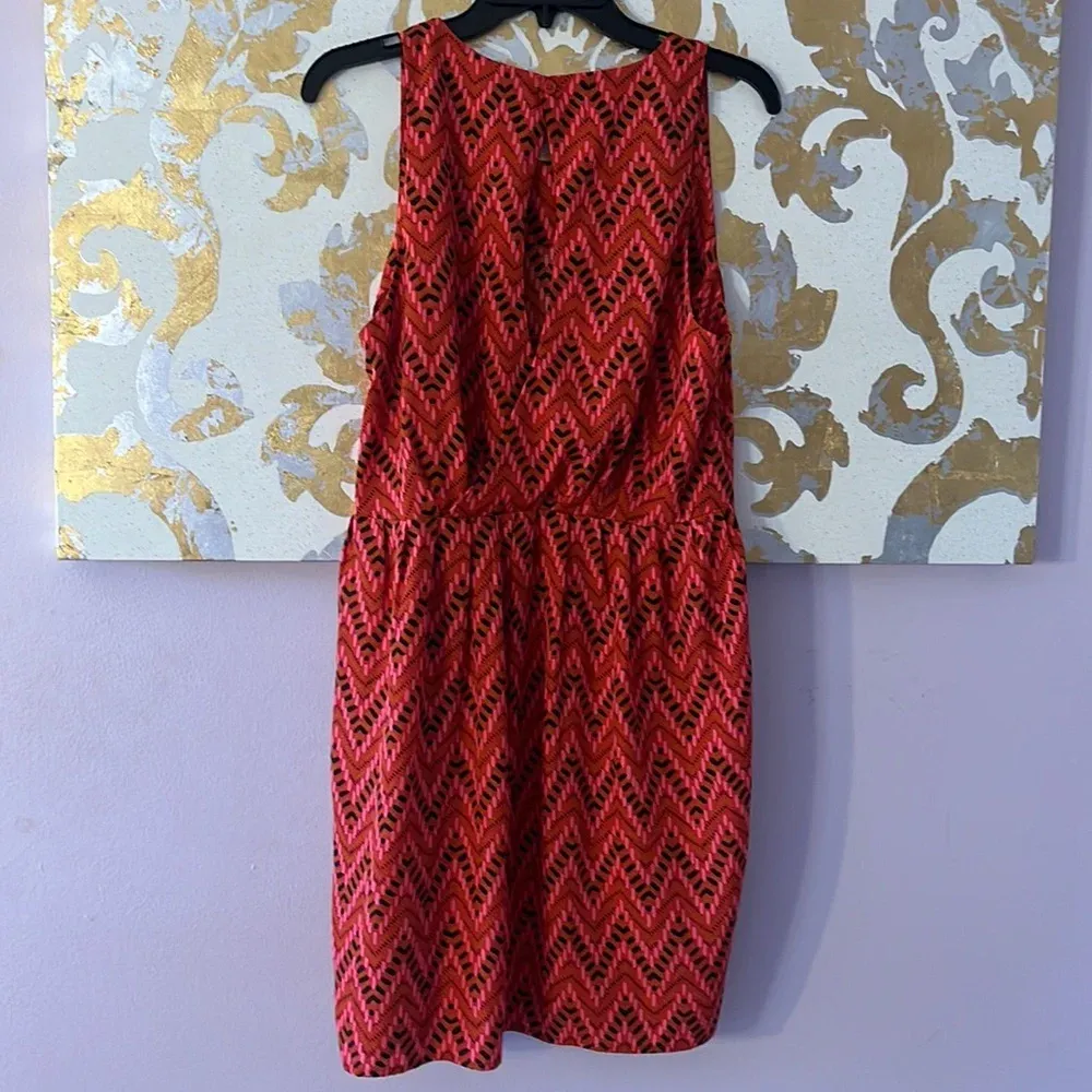 Jack B.B. Dakota Size Large Red Chevron Print Tank Dress - Image 5
