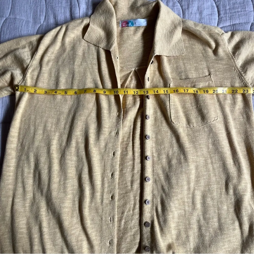 Free People Beach Yellow Button-Up Cardigan Jacket - Image 3
