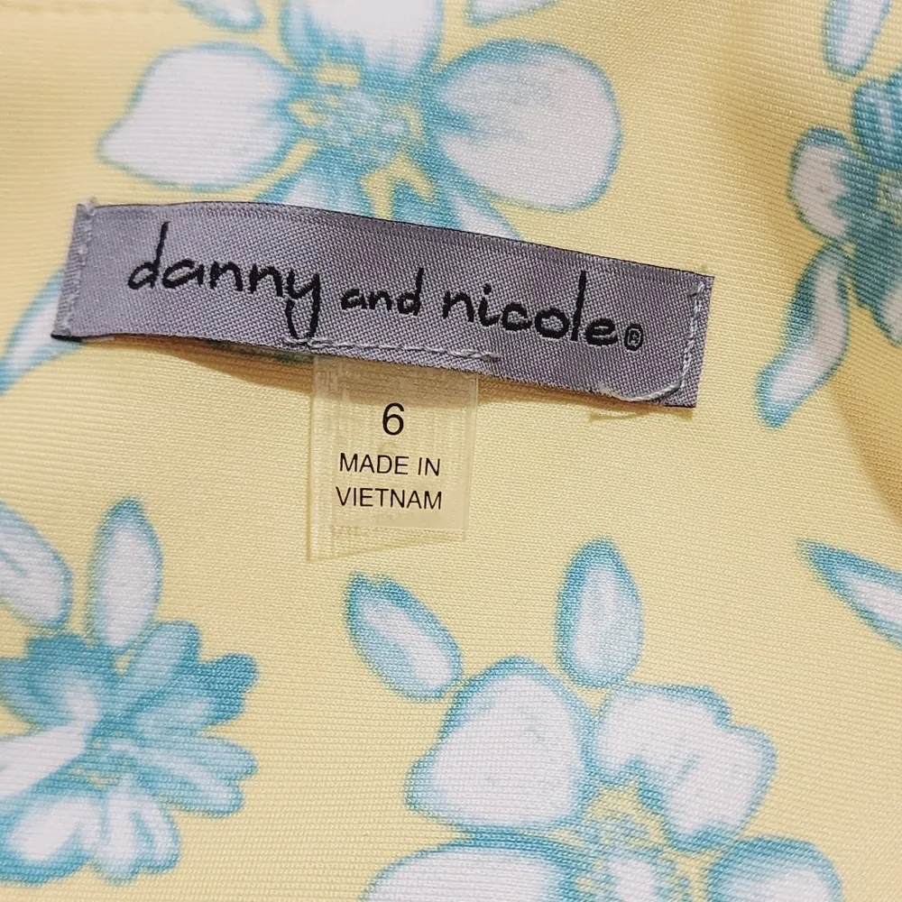 Danny & Nicole Yellow Aqua Floral Scuba Fit & Flare Midi Dress Size 6 - Image 7