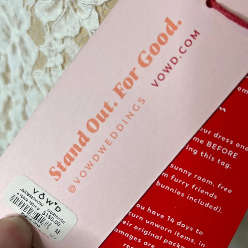 Vow'd NEW Size Medium White Lace Open Back Tulip Hem Midi Dress Wedding Bride - Image 6