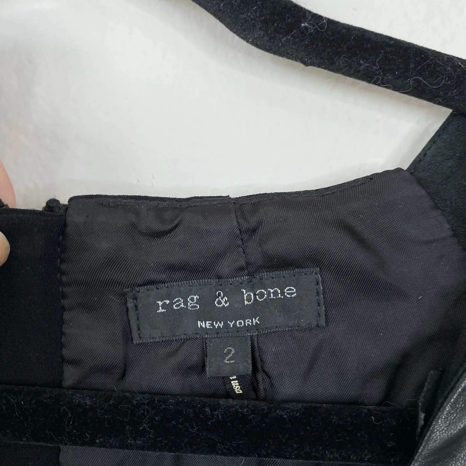 RAG & BONE Black Mini Dress Lamb Leather Edgy Moto LBD Party Sexy Size 2 - Image 4