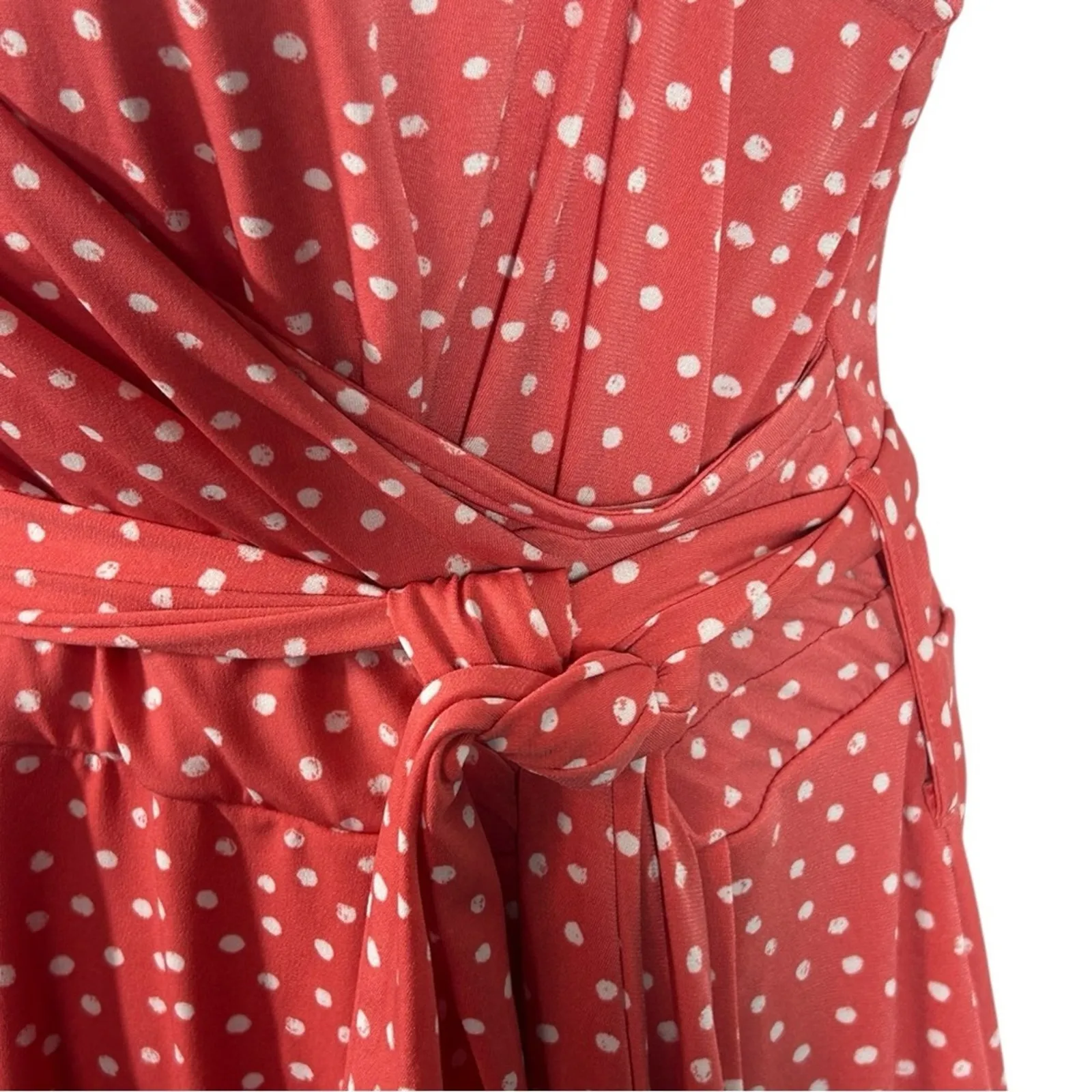 41 Hawthorn Kaylee Faux Wrap Polka Dot Midi Dress 1X Peachy Pink - Image 7