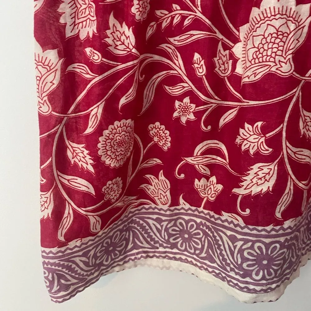 WORLD MARKET Divya Boho Blouse Top Size S/M Red Floral Beachy 70s Retro Festival - Image 9