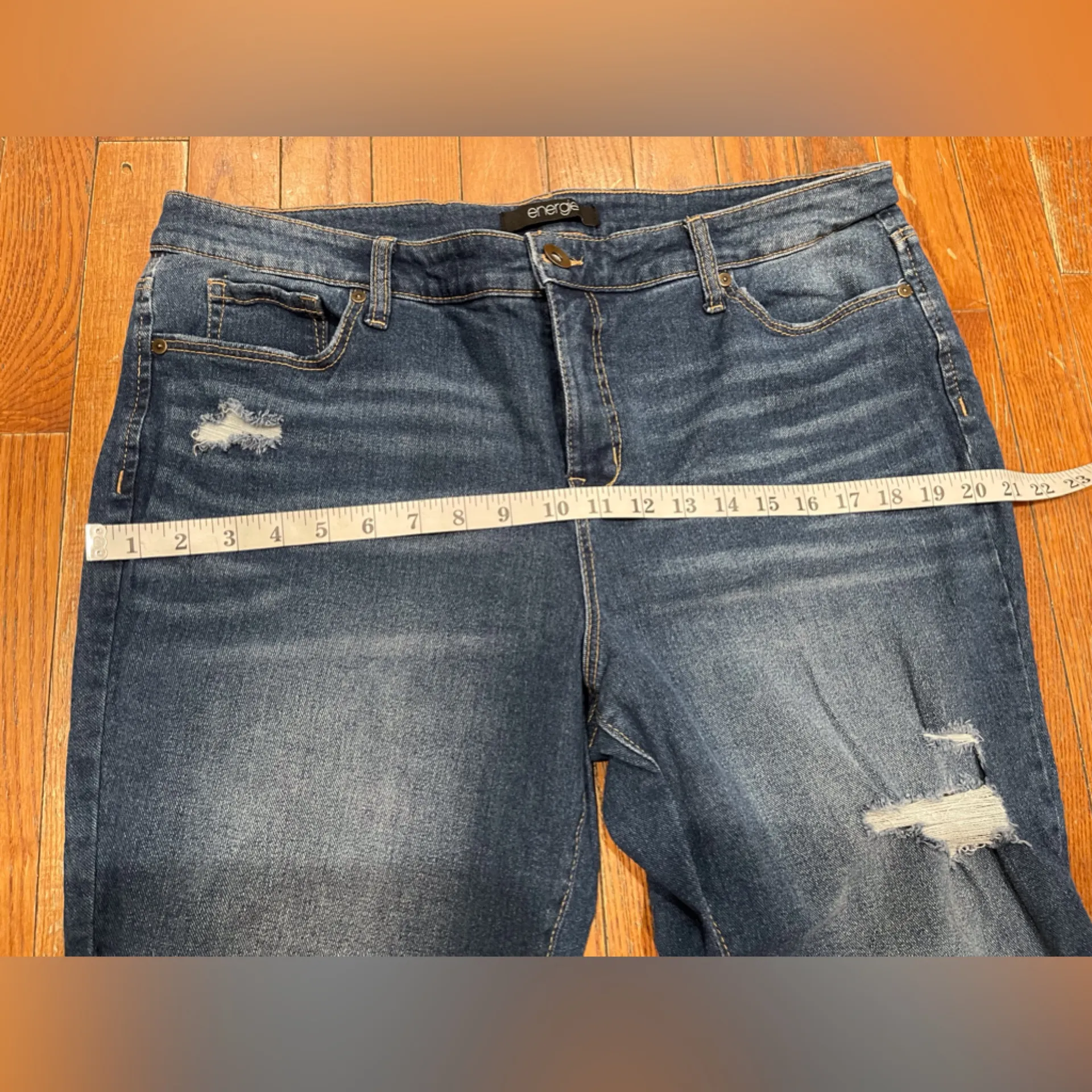 Energie Dark Blue Distressed Boyfriend Jeans - Image 6