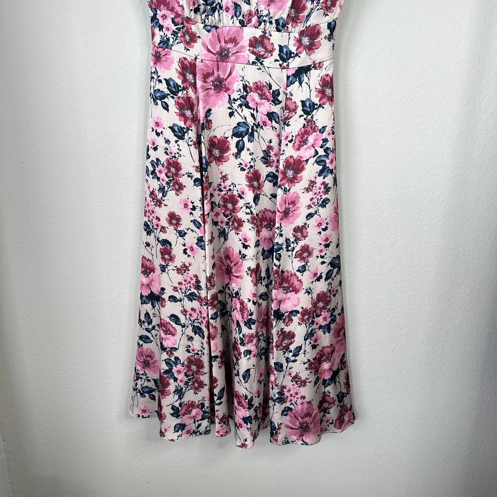 GAL MEETS GLAM Julia Midi Dress Pink Floral Size 2 Romantic Tea Flowy Elegant - Image 7